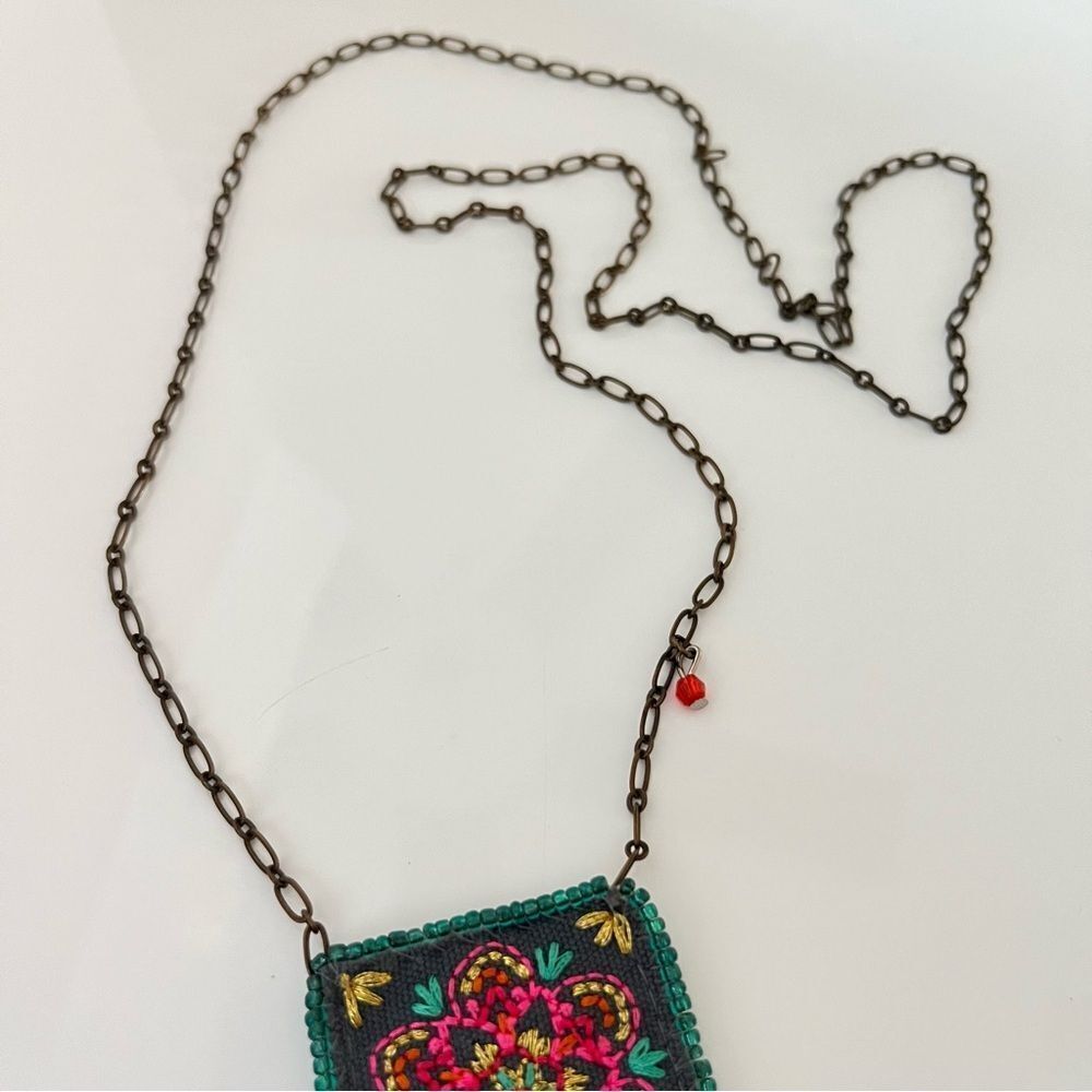 Natural Life Milagros Embroidered Prayer Pocket Necklace - Picture 4 of 4